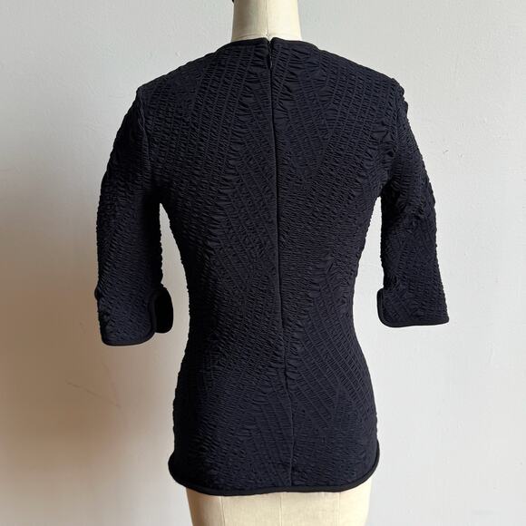 ELLERY Black Crinkle Shirred Top - Picture 3 of 9